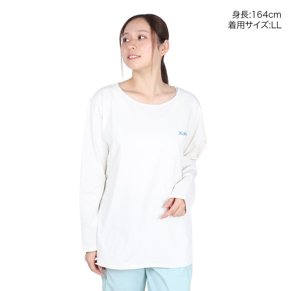 エックスガール（X-gir）（レディース）アスリート ロゴ 長袖Tシャツ 155251013005-WHITE