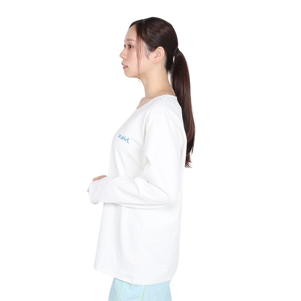 エックスガール（X-gir）（レディース）アスリート ロゴ 長袖Tシャツ 155251013005-WHITE