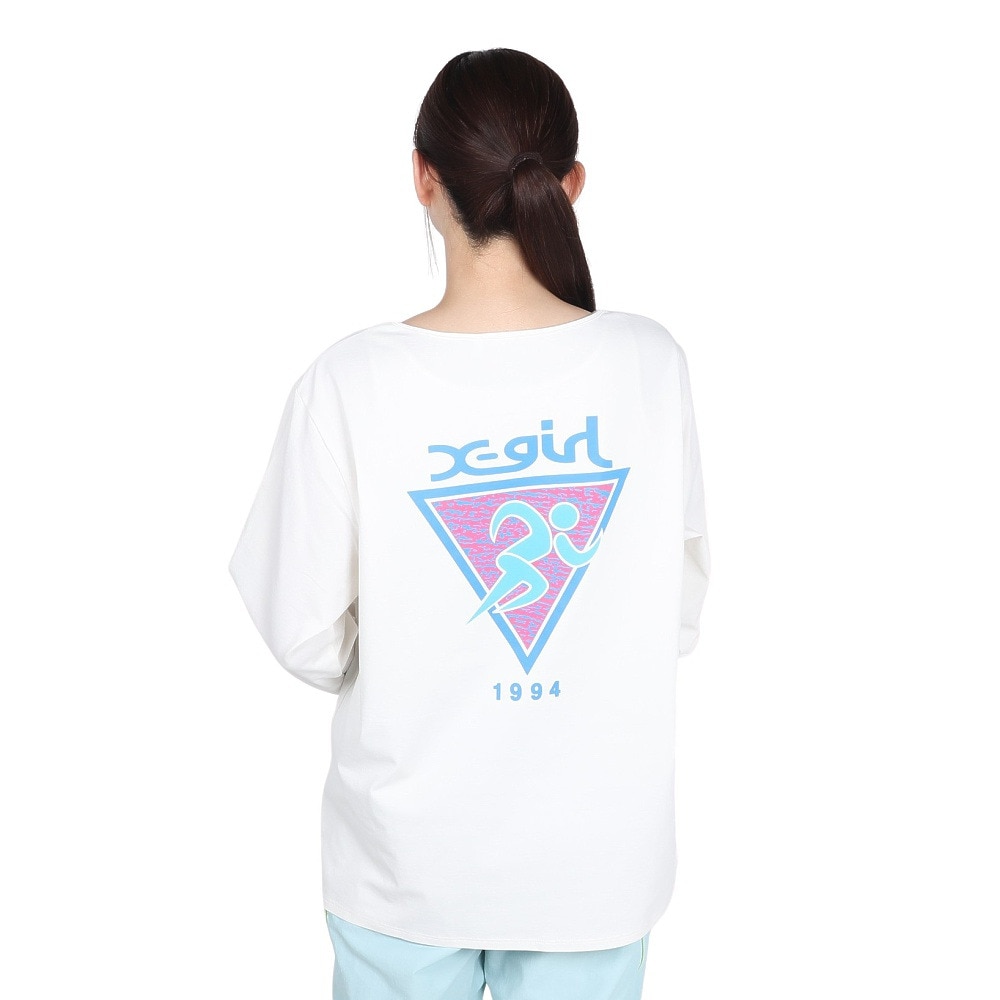 エックスガール（X-gir）（レディース）アスリート ロゴ 長袖Tシャツ 155251013005-WHITE