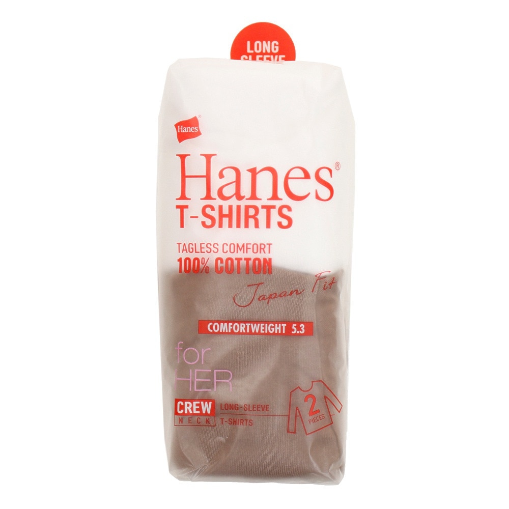 ヘインズ（Hanes）（レディース）Tシャツ レディース 長袖 クルーネックロングスリーブ 2枚組 HW5440 008