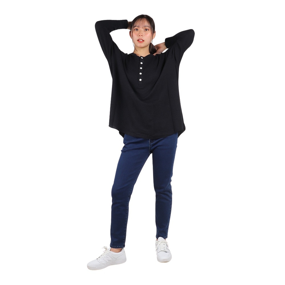 ヘインズ（Hanes）（レディース）サーマルヘンリ―ネック 長袖Tシャツ HW4-W503 090