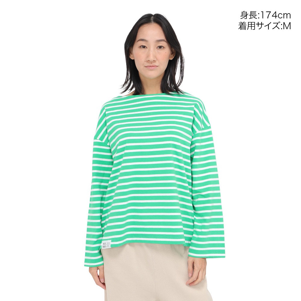 ニューバランス（new balance）（レディース）長袖Tシャツ レディース 900 ボートネックストライプ AWT35026GN
