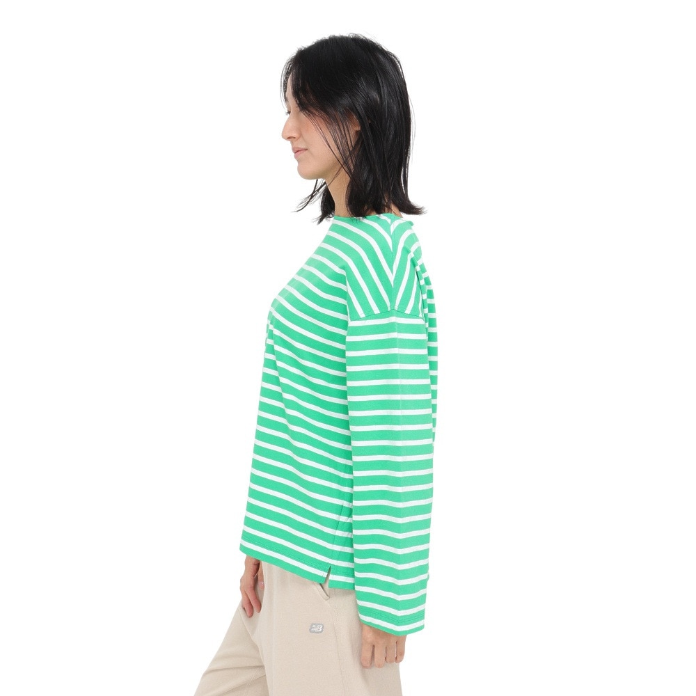 ニューバランス（new balance）（レディース）長袖Tシャツ レディース 900 ボートネックストライプ AWT35026GN