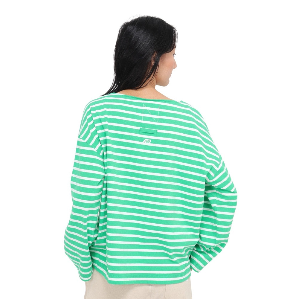 ニューバランス（new balance）（レディース）長袖Tシャツ レディース 900 ボートネックストライプ AWT35026GN