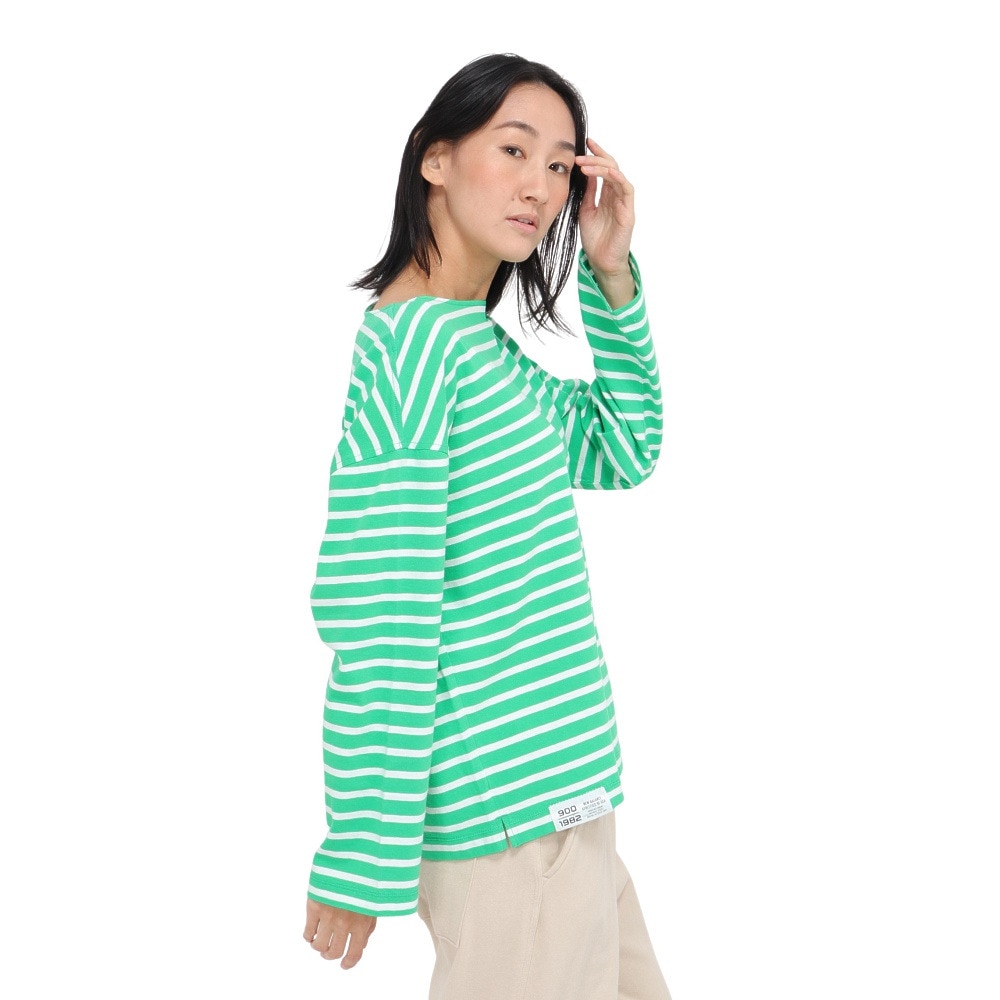 ニューバランス（new balance）（レディース）長袖Tシャツ レディース 900 ボートネックストライプ AWT35026GN