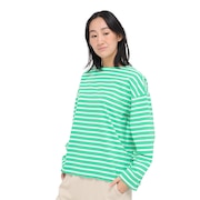 (レディース)長袖Tシャツ レディース 900 ボートネックストライプ AWT35026GN