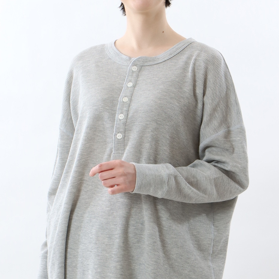 ヘインズ（Hanes）（レディース）長袖Tシャツ レディース ワッフル サーマルヘンリ―ネック HW4-W503 060