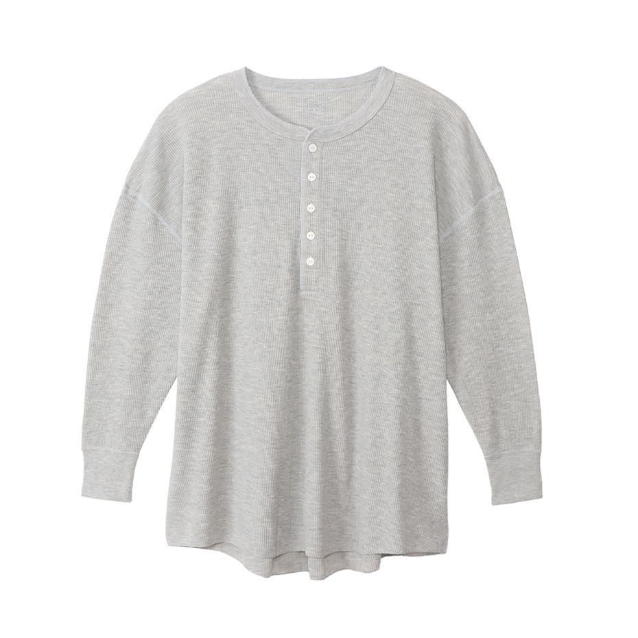ヘインズ（Hanes）（レディース）長袖Tシャツ レディース ワッフル サーマルヘンリ―ネック HW4-W503 060