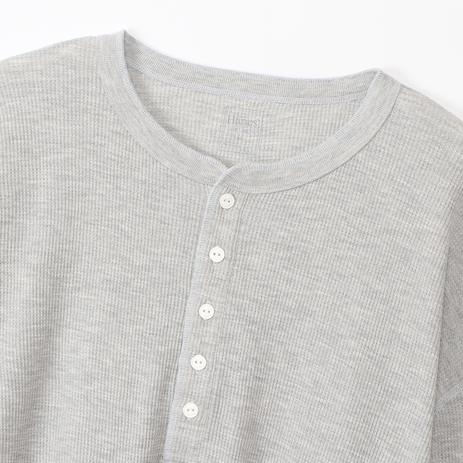 ヘインズ（Hanes）（レディース）長袖Tシャツ レディース ワッフル サーマルヘンリ―ネック HW4-W503 060