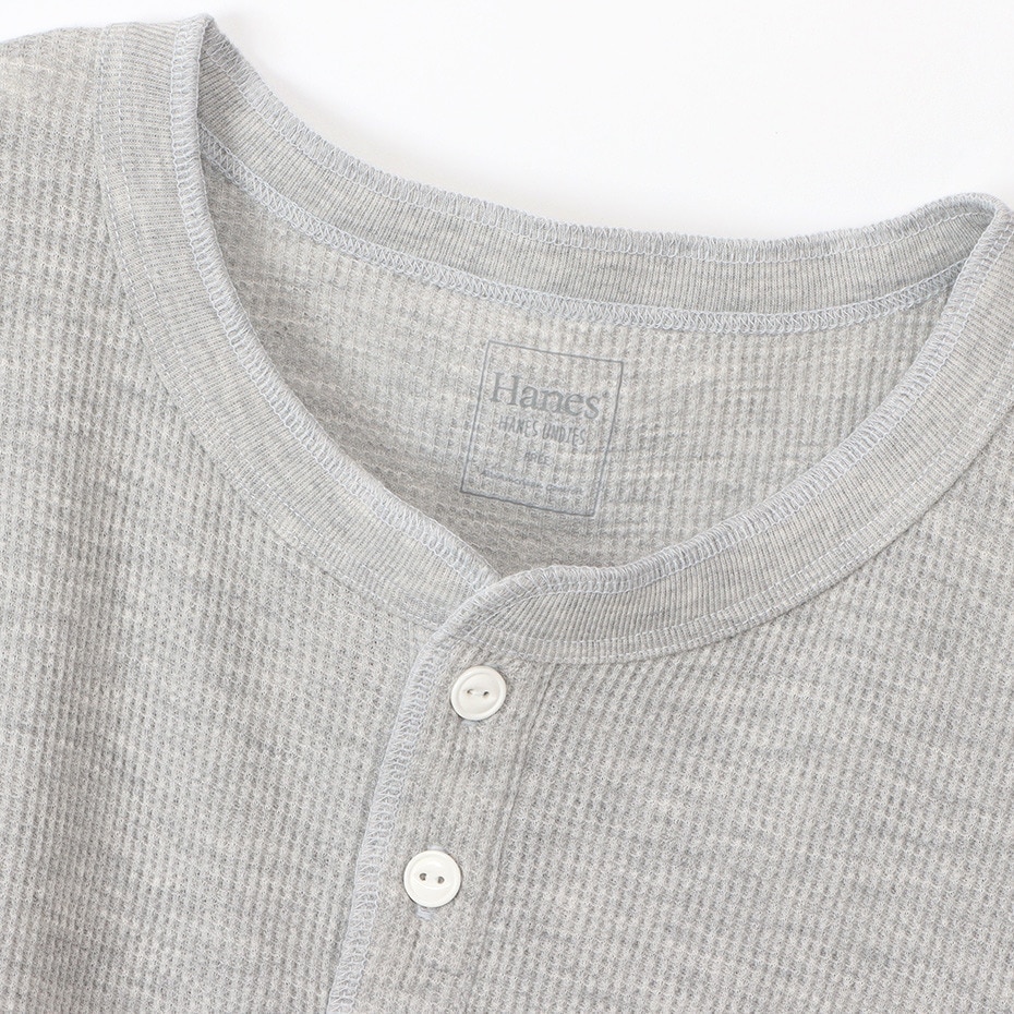 ヘインズ（Hanes）（レディース）長袖Tシャツ レディース ワッフル サーマルヘンリ―ネック HW4-W503 060