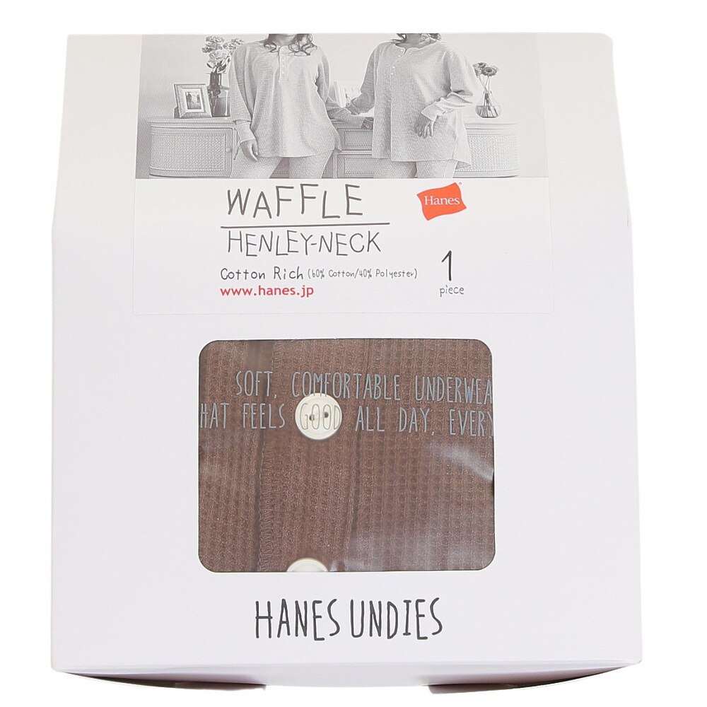 ヘインズ（Hanes）（レディース）サーマルヘンリ―ネック長袖Tシャツ HW4-W503 860