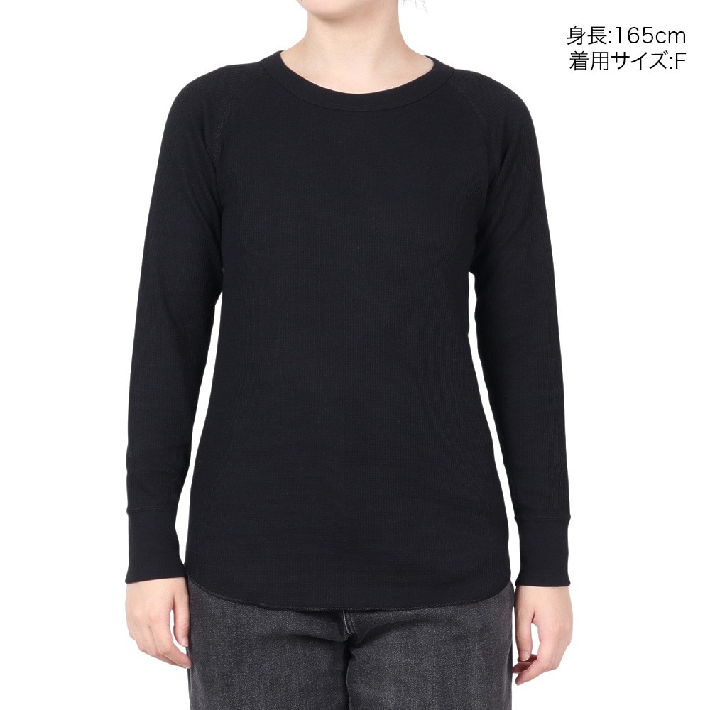 ヘインズ（Hanes）（レディース）ワッフルクルーネック 長袖 Tシャツ HW4-A501 090