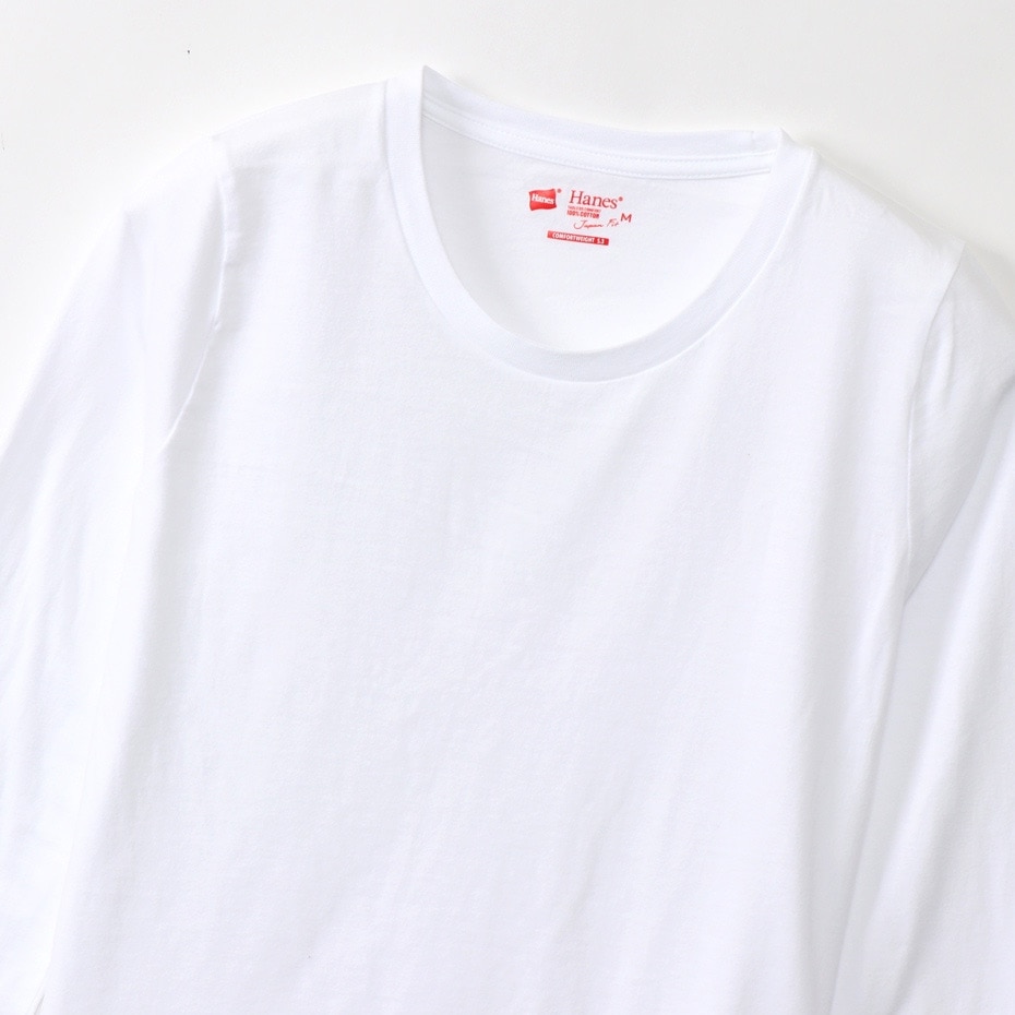 ヘインズ（Hanes）（レディース）ジャパンフィット クルーネック 長袖 Tシャツ 2枚組 HW5430 010
