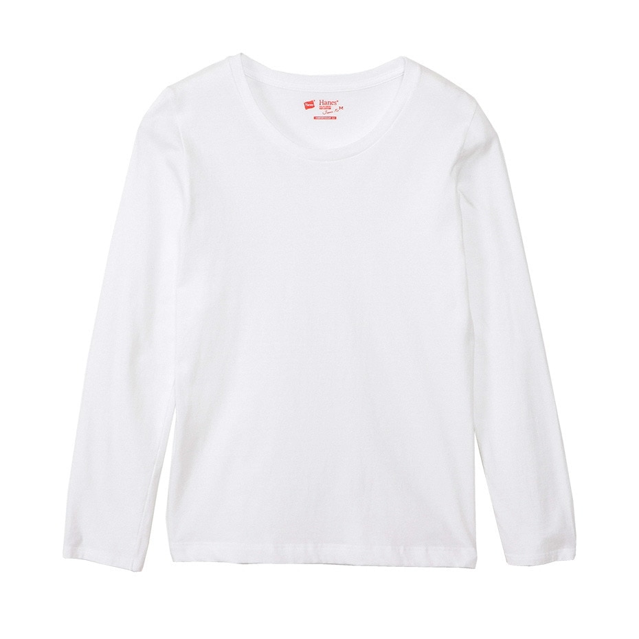 ヘインズ（Hanes）（レディース）ジャパンフィット クルーネック 長袖 Tシャツ 2枚組 HW5430 010