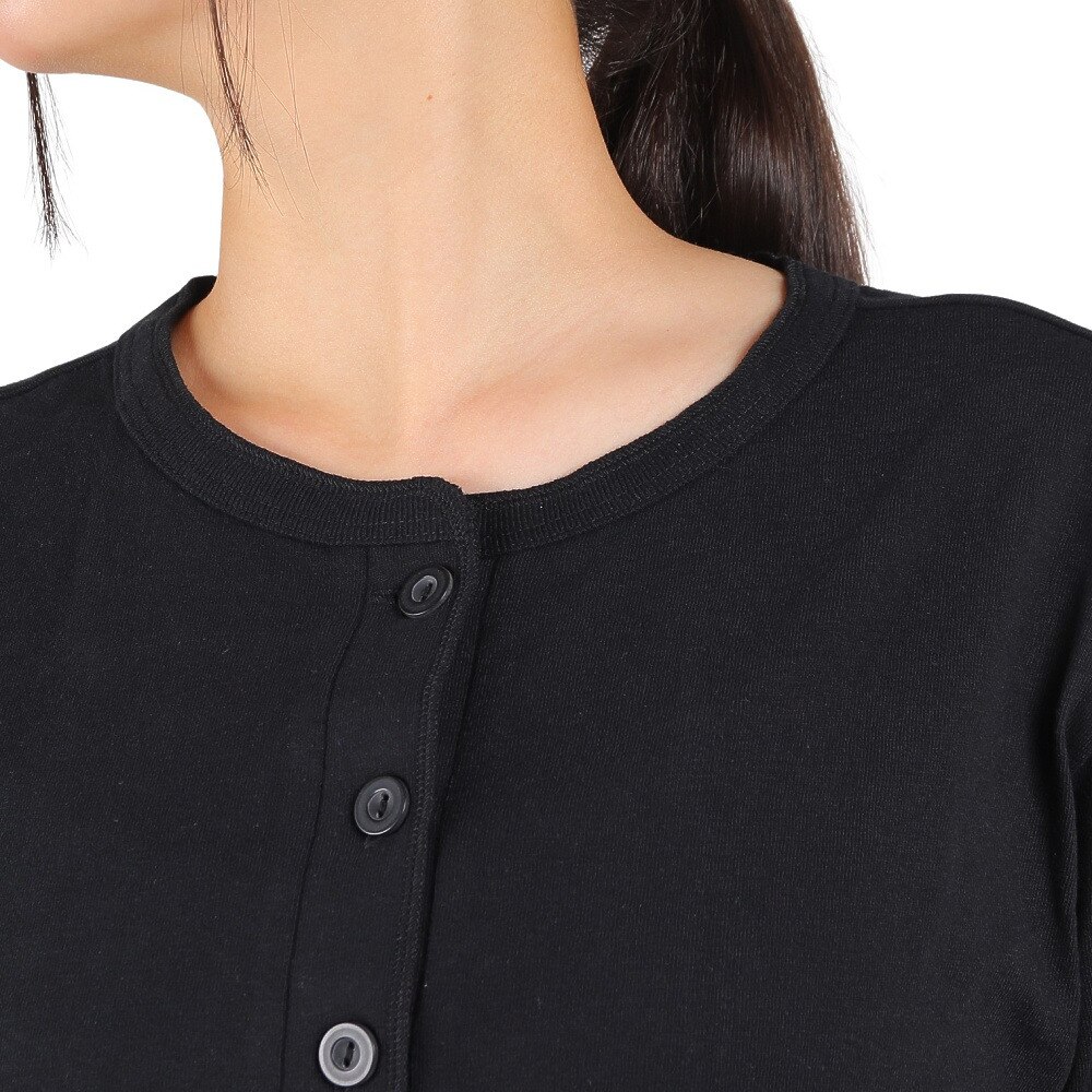 ヘインズ（Hanes）（レディース）リサイクルコットン ヘンリーネック 七分袖Tシャツ HW1-U501 001