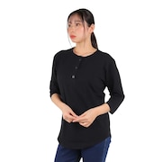 (レディース)リサイクルコットン ヘンリーネック 七分袖Tシャツ HW1-U501 001