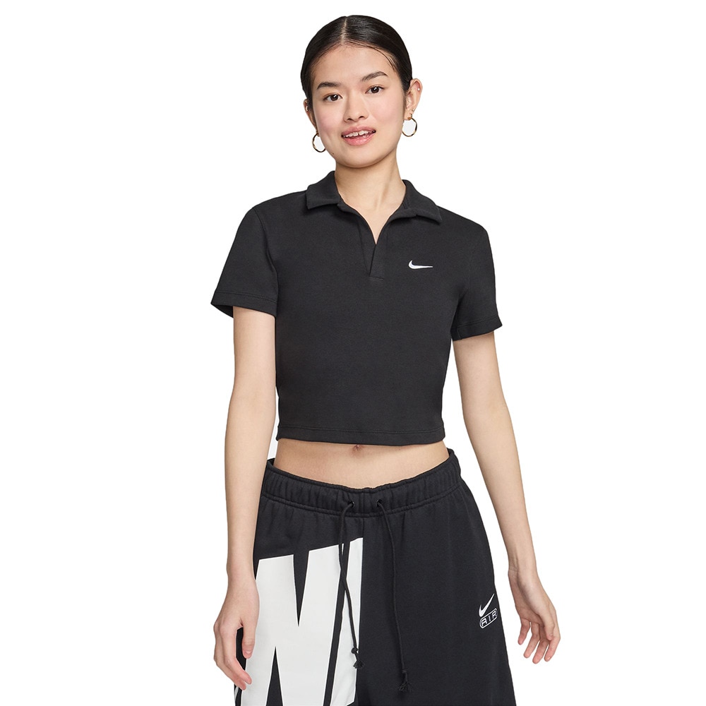 ナイキ（NIKE）（レディース）スポーツウェア エッセンシャル ショートスリーブ ポロ トップ DV7885-010
