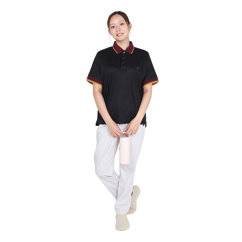 ルコックスポルティフ（lecoqsportif）（レディース）ジャガード半袖ポロシャツ LU5FHS00L BK00
