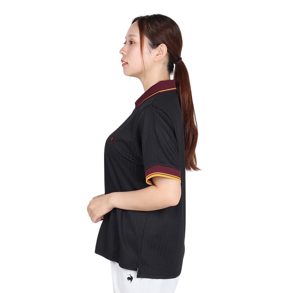 ルコックスポルティフ（lecoqsportif）（レディース）ジャガード半袖ポロシャツ LU5FHS00L BK00