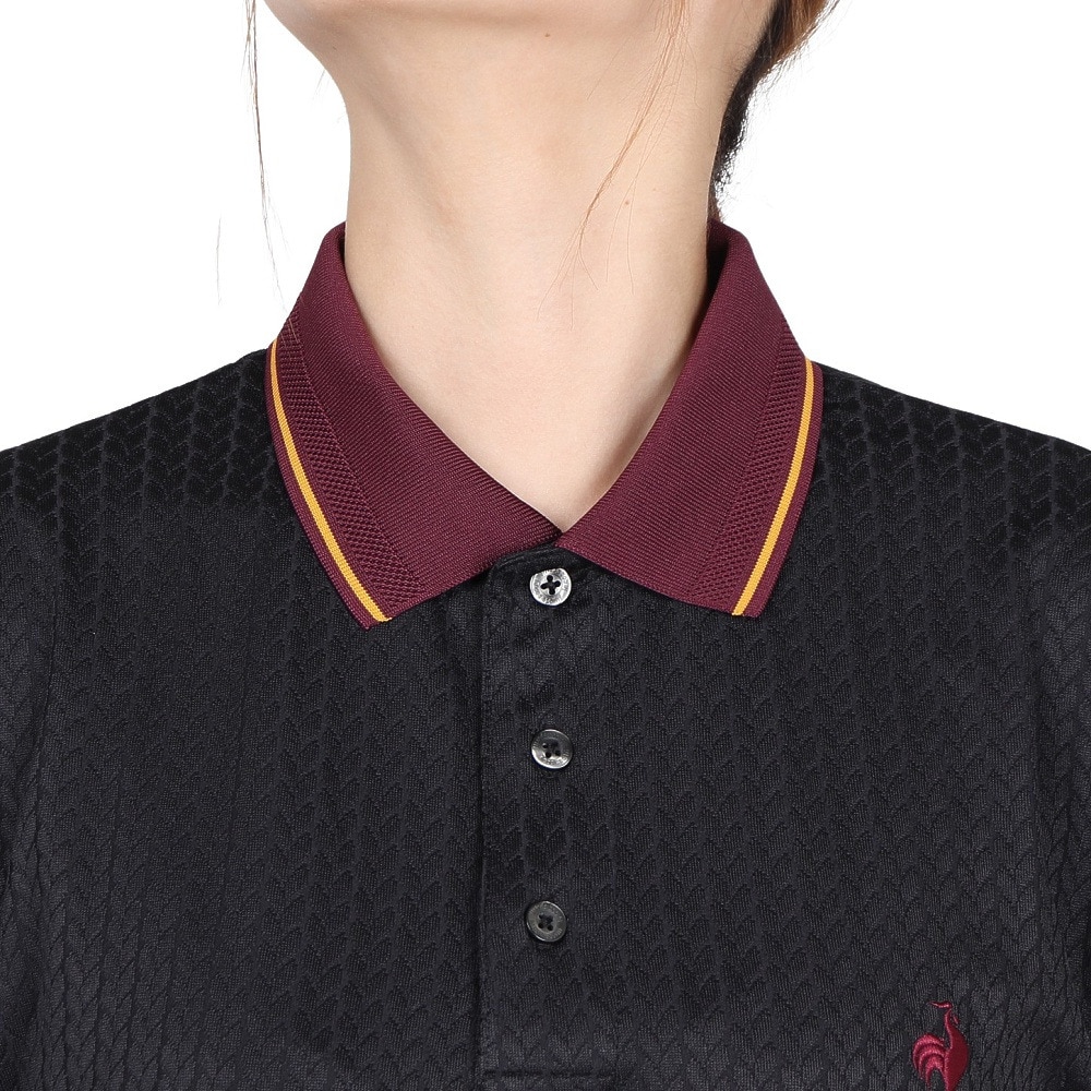 ルコックスポルティフ（lecoqsportif）（レディース）ジャガード半袖ポロシャツ LU5FHS00L BK00