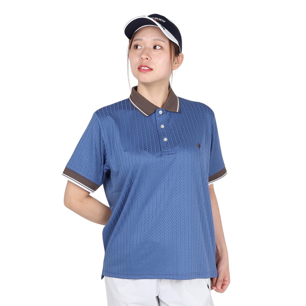 ルコックスポルティフ（lecoqsportif）（レディース）ジャガード半袖ポロシャツ LU5FHS00L BL00