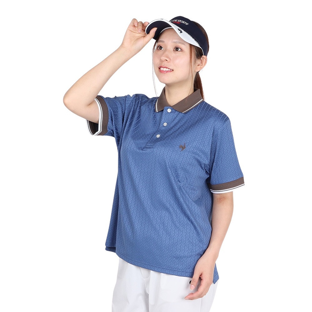 ルコックスポルティフ（lecoqsportif）（レディース）ジャガード半袖ポロシャツ LU5FHS00L BL00