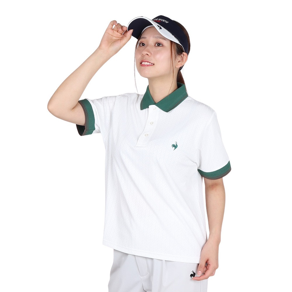 ルコックスポルティフ（lecoqsportif）（レディース）ジャガード半袖ポロシャツ LU5FHS00L WH00