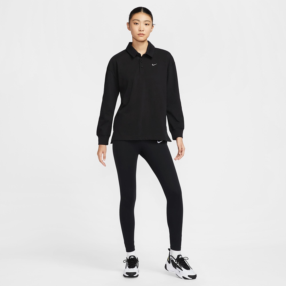 ナイキ（NIKE）（レディース）エッセンシャル オーバーサイズ 長袖ポロシャツ FZ5814-010