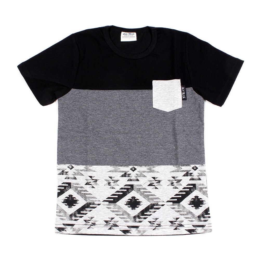 ジュニア 切替えポケット半袖Tシャツ 68112 BLK オンライン価格