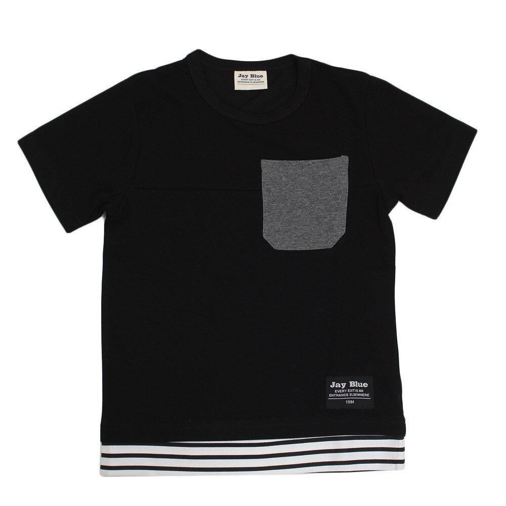  【多少の傷汚れありの為大奉仕】ボーイズ 切替レイヤード 半袖Tシャツ 68113 BLK オンライン価格