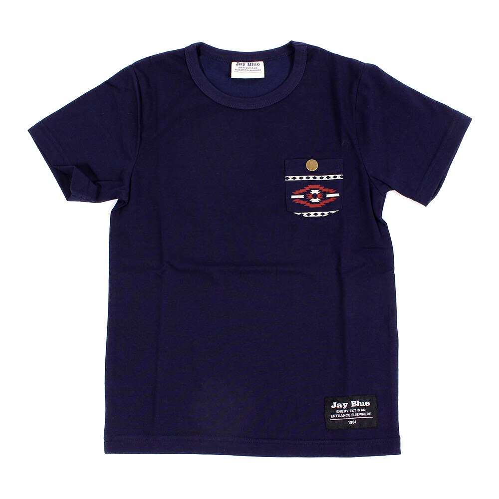  ジュニア オルティガ柄 半袖ポケットTシャツ 68114 NVY オンライン価格