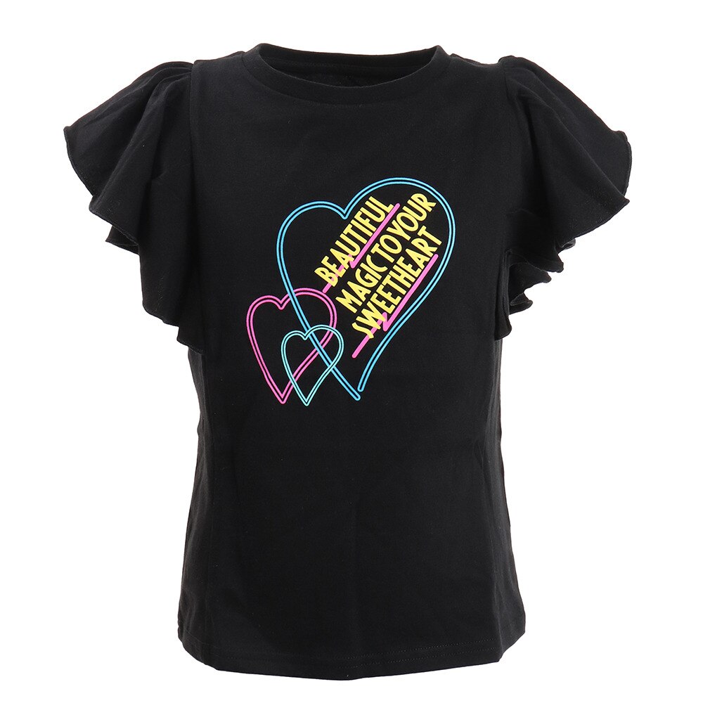  ガールズ ショルダーフリルTシャツ 865PA0BGI2316BLK オンライン価格