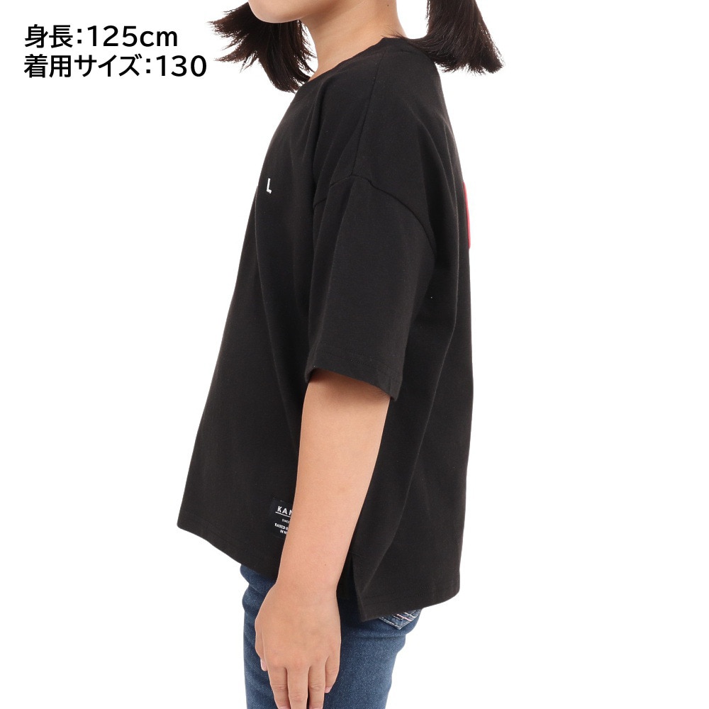カンゴール（KANGOL）（キッズ）発泡バックプリント 半袖Tシャツ 887447 BLK