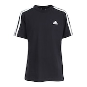 アディダス（adidas）（キッズ）Tシャツ tシャツ 半袖 エッセンシャルズ スリーストライプス コットンTシャツ ECN59-HR6330 綿100% ブラック 黒