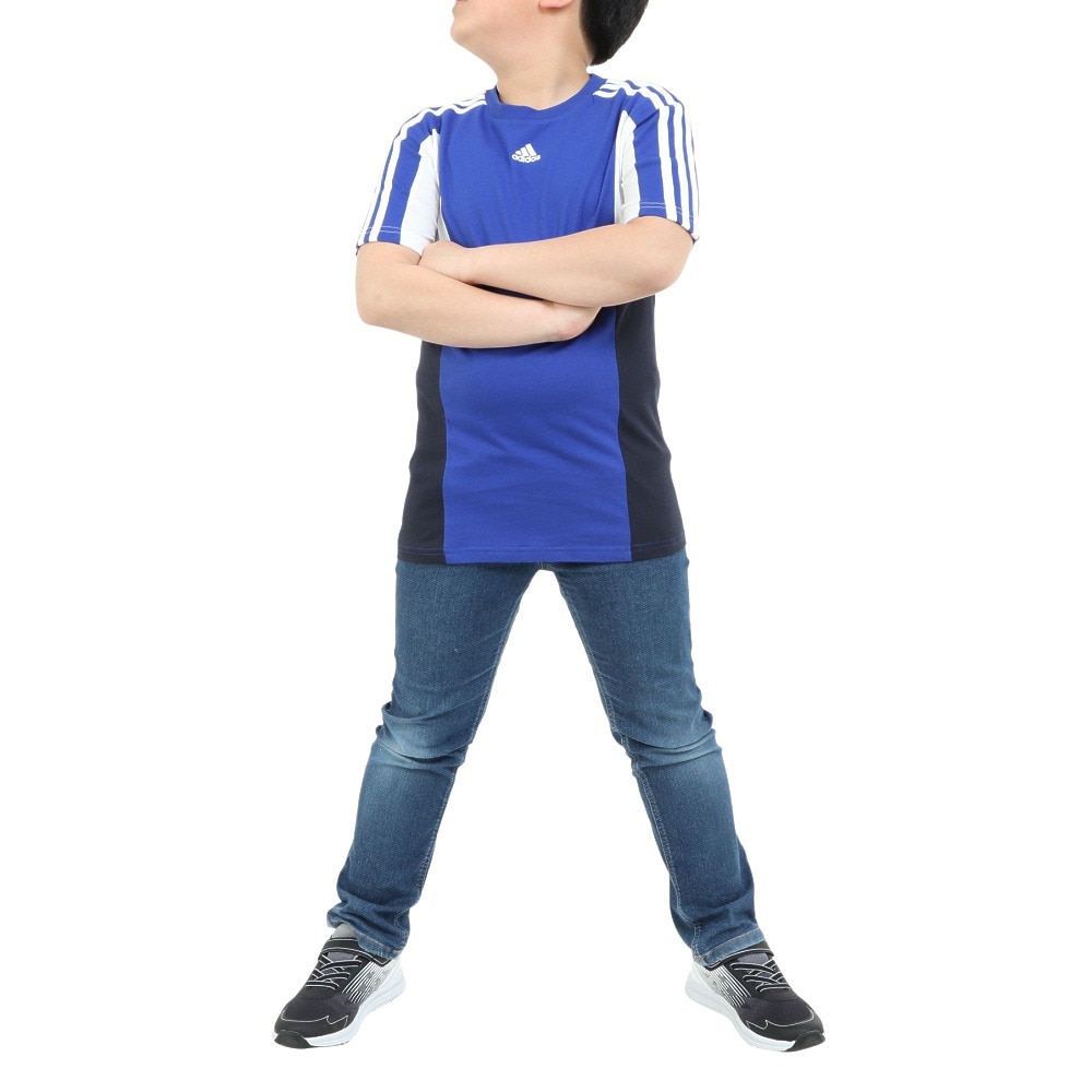 アディダス（adidas）（キッズ）ジュニア カラーブロック スリーストライプス レギュラーフィット 半袖Tシャツ ECO33-HR6361