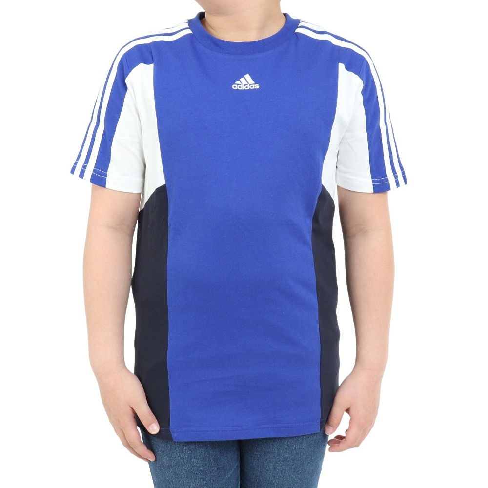 アディダス（adidas）（キッズ）ジュニア カラーブロック スリーストライプス レギュラーフィット 半袖Tシャツ ECO33-HR6361