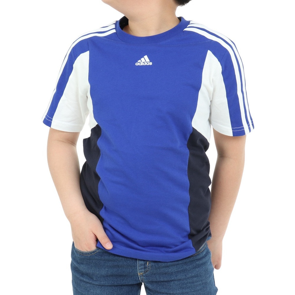 アディダス（adidas）（キッズ）ジュニア カラーブロック スリーストライプス レギュラーフィット 半袖Tシャツ ECO33-HR6361