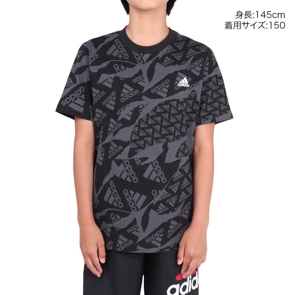 アディダス（adidas）（キッズ）エッセンシャルズ 総柄プリント 半袖Tシャツ KOS11-IQ4108