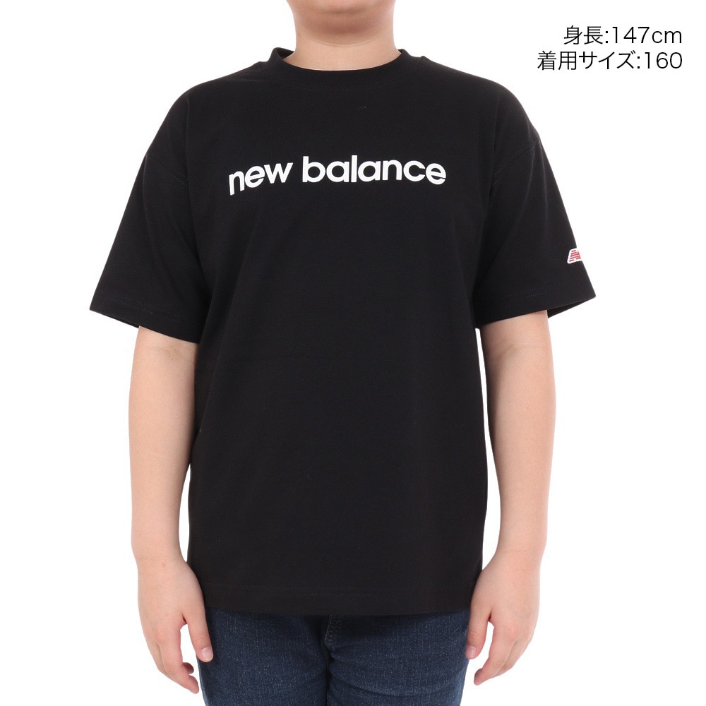 ニューバランス（new balance）（キッズ）ジュニア 吸水速乾 Linear logo 半袖Tシャツ ABT45062BK