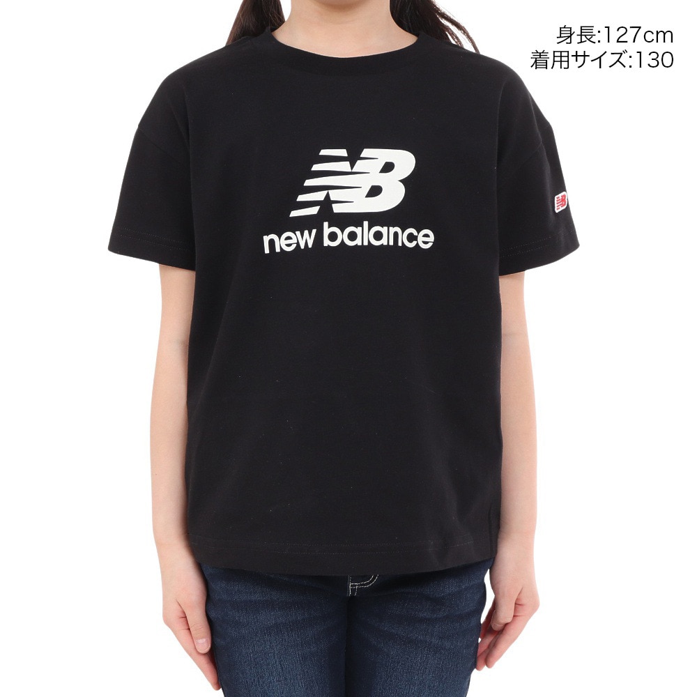 ニューバランス（new balance）（キッズ）ジュニア 吸水速乾 Stacked logo Tシャツ 半袖 ABT45065BK