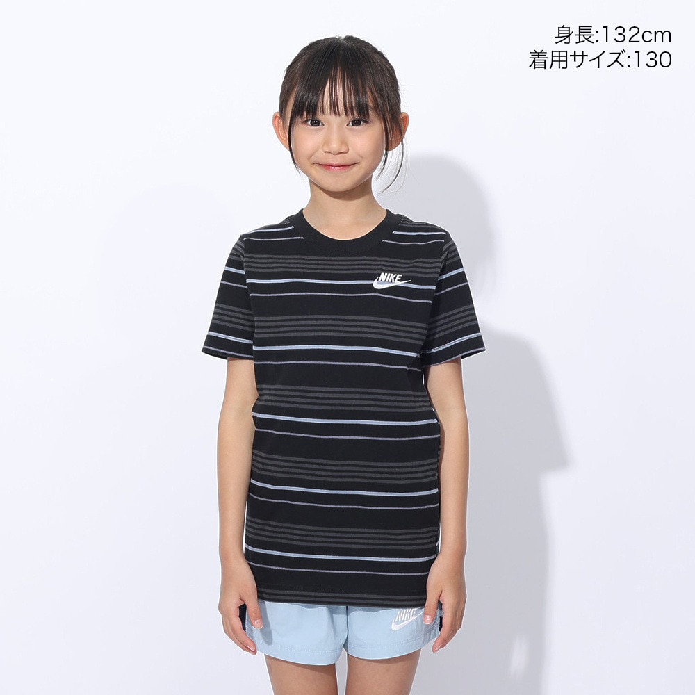 ナイキ（NIKE）（キッズ）ユース NSW クラブ ストライプ 半袖Tシャツ FJ6348-011