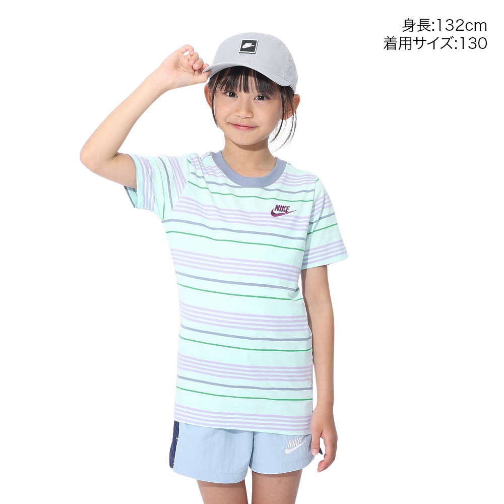 ナイキ（NIKE）（キッズ）ユース NSW クラブ ストライプ 半袖Tシャツ FJ6348-474