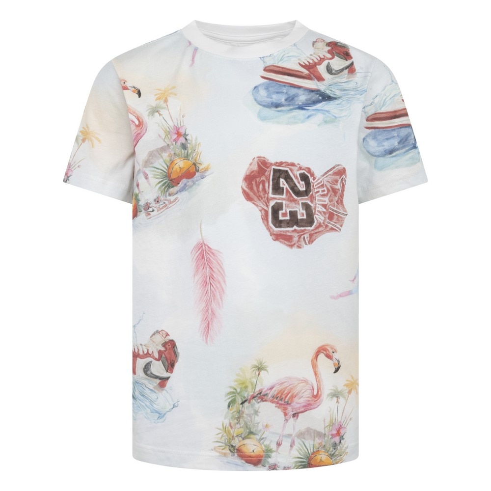 ジョーダン（JORDAN）（キッズ）総柄 フラミンゴ 半袖Tシャツ 95D844-001