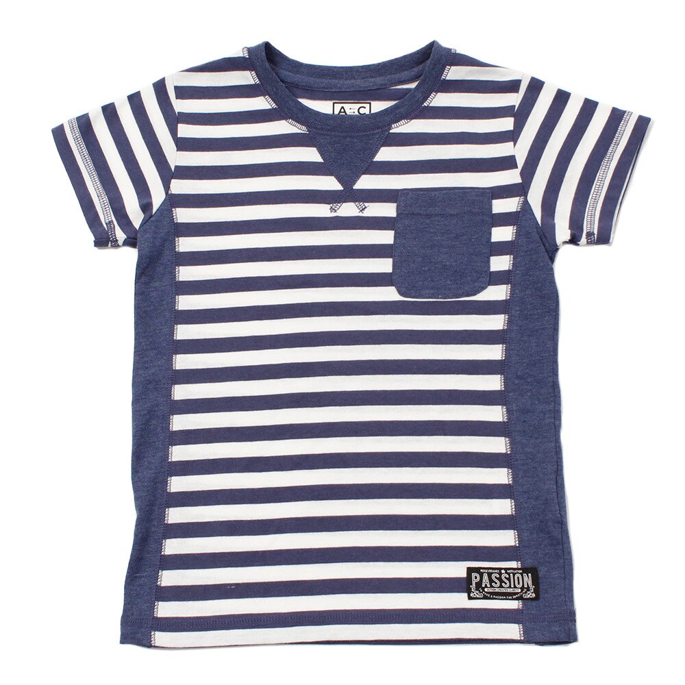  【多少の傷汚れありの為大奉仕】ボーイズ リバースウィーブボーダーTシャツ 865Q8RY5706 WHTxLU
