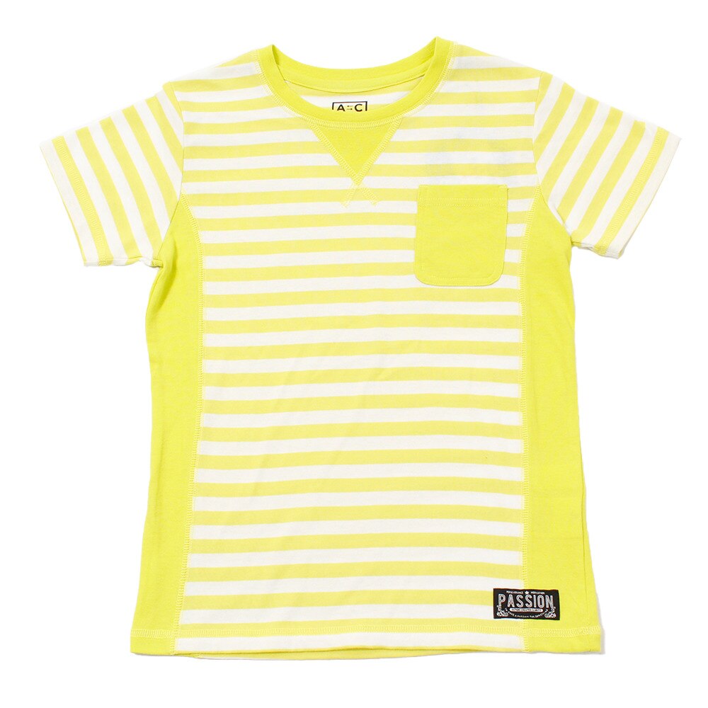 【多少の傷汚れありの為大奉仕】ボーイズ リバースウィーブボーダーTシャツ 865Q8RY5706 WHTxYEL