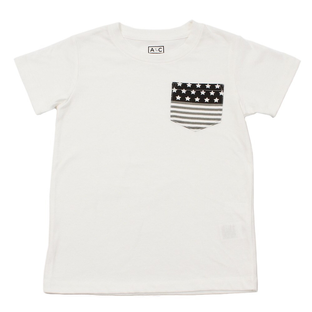  【多少の傷汚れありの為大奉仕】ボーイズ ポケットデザイン半袖Tシャツ 865Q8RY5708 WHT