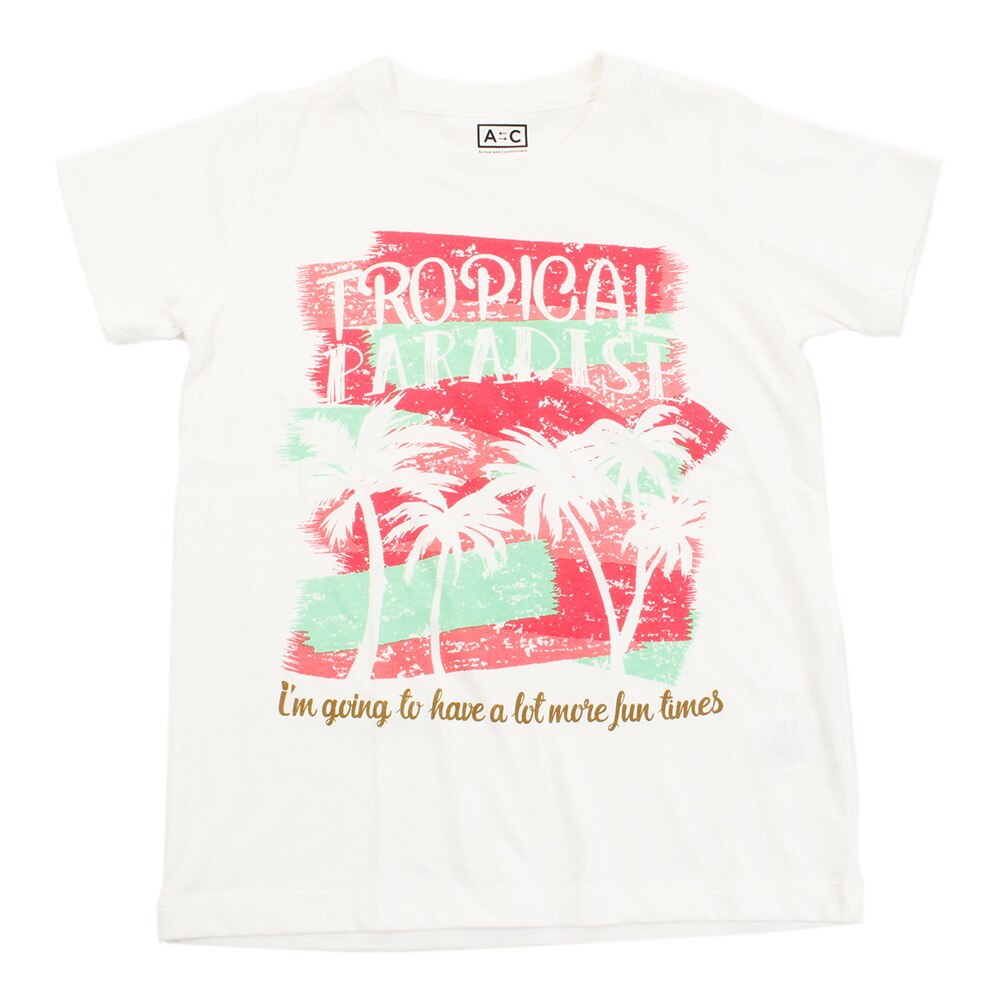  【多少の傷汚れありの為大奉仕】ガールズ ボンシンセットイン半袖Tシャツ 865Q8RY5722 WHT