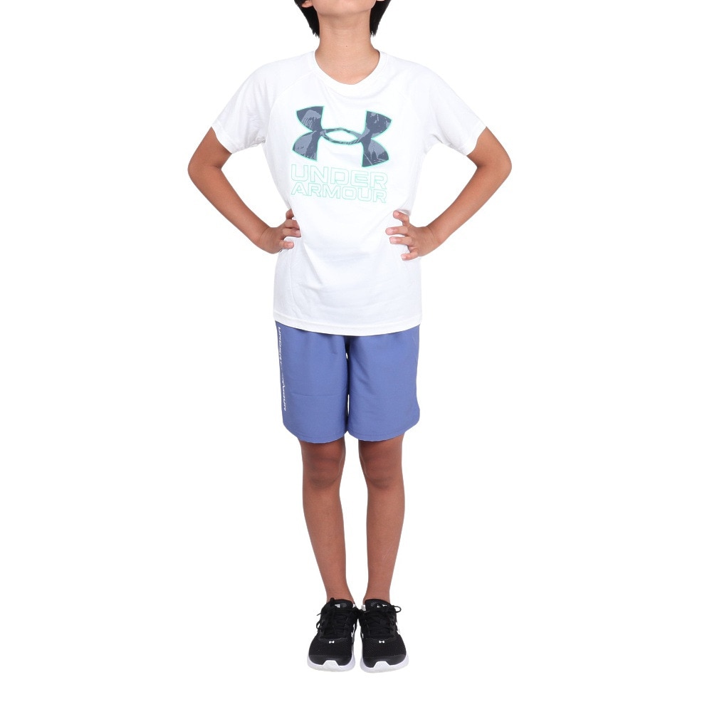 アンダーアーマー（UNDER ARMOUR）（キッズ）テック ハイブリッド プリント フィル ショートスリーブTシャツ 1363281 102