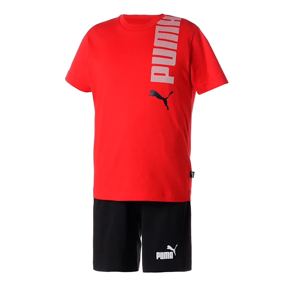 プーマ（PUMA）（キッズ）ボーイズ ロゴ ラボ 上下 2点セット Tシャツ & ショーツ 675805 11 RED