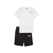 プーマ（PUMA）（キッズ）ボーイズ プーマ スクアッド 半袖Tシャツ & ショーツセット 681409 02 WHT